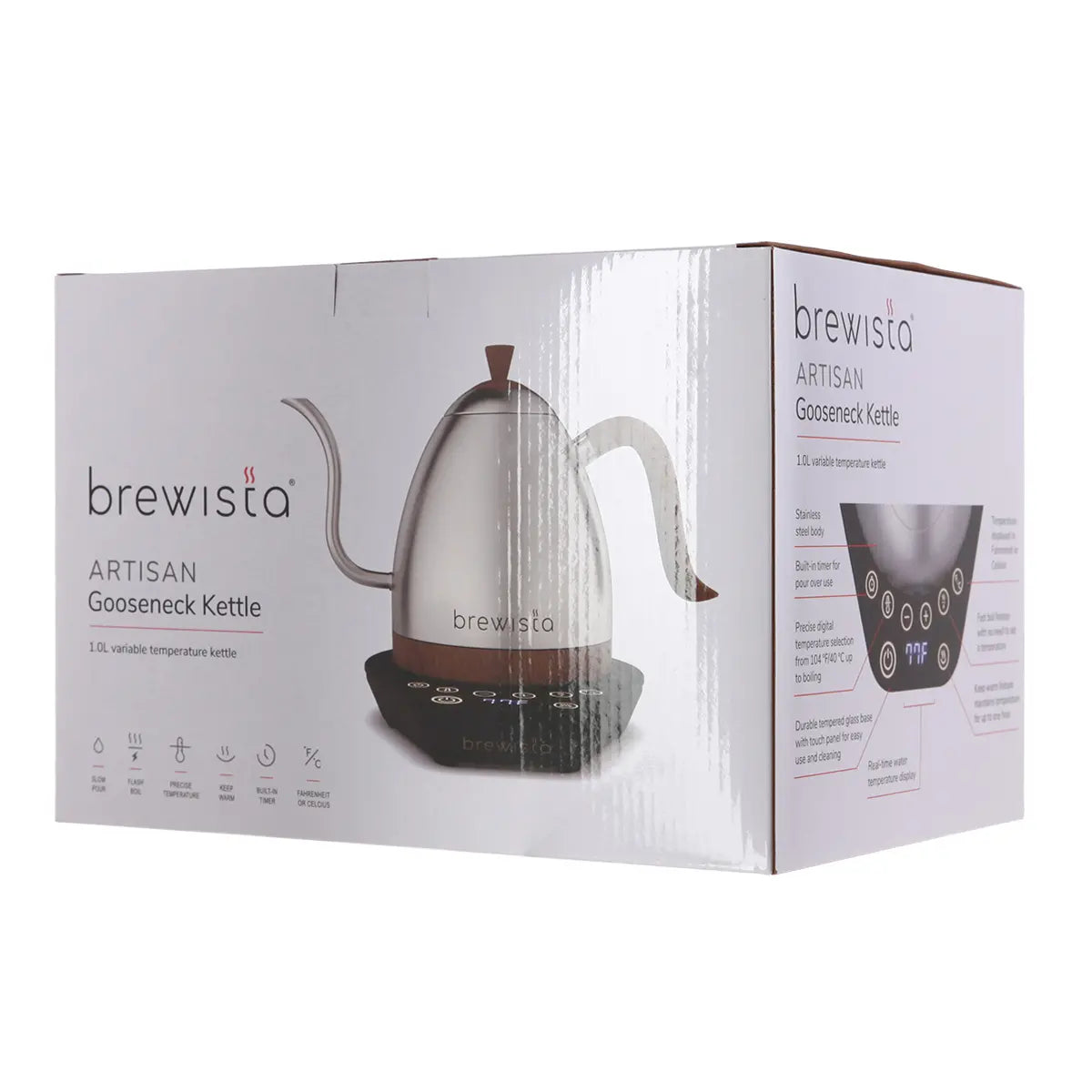 Brewista Artisan ketler za kafu, 1000 ml, nerđajući čelik/drvo