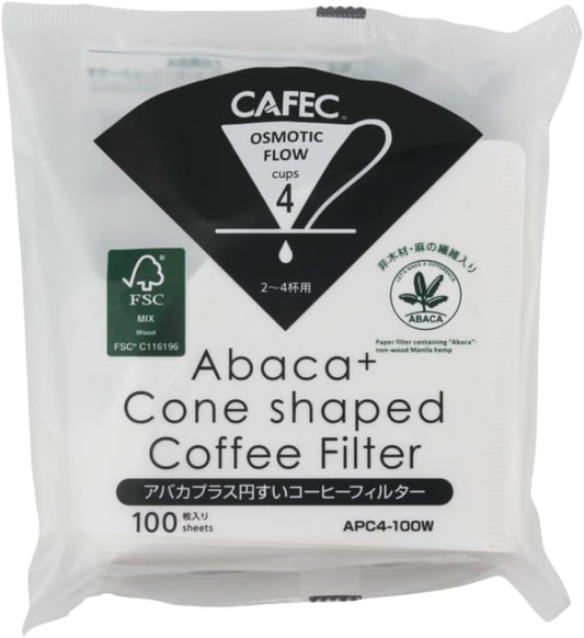 CAFEC Abaca+ papirni filteri za kafu, beli, 100 listova (uvoz iz Japana)