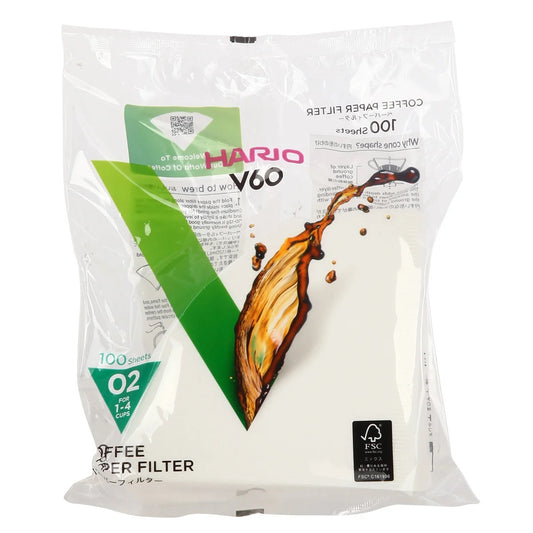 Hario V60 papirni filteri za kafu, veličina 02, beli, 100 listova (uvoz iz Japana)